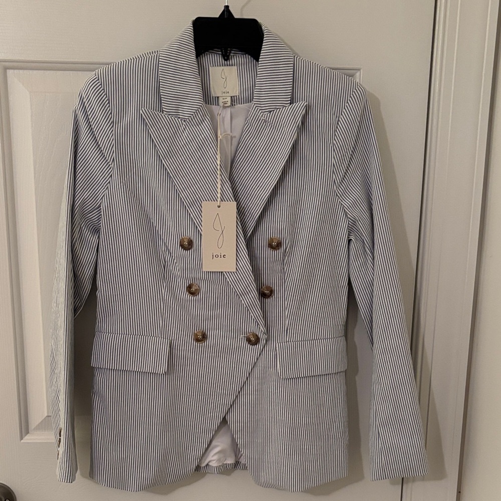 Joie Women's Pinstripe Blazer - Navy and White